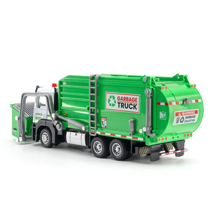 Camión de <span class=keywords><strong>Basura</strong></span> de Ciudad de <span class=keywords><strong>Juguete</strong></span> de Metal Fundido a Presión con Logotipo Personalizado, Color Verde 1:32, Gran Sonido, Luces y Puertas que se Abren, Vehículo de Ingeniería con Contenedor de <span class=keywords><strong>Basura</strong></span> - Product Image 6