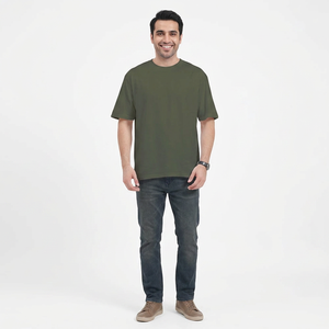 เสื้อยืดผู้ชายทรงหลวม แขนสั้น ไหล่ตก ผ้าฝ้าย 100% ระบายอากาศ แห้งเร็ว ปรับแต่งได้ ราคาส่ง - Product Image 1