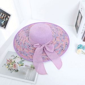 Wholesale Colorful Wide Brim Natural Sun <b>Hat</b> <b>Flat</b> Top Woven Women Straw <b>Hat</b> Beach <b>Hat</b> - Product Image 2