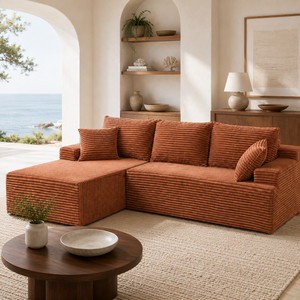 Divano Moderno Imbottito OEM, Divano Componibile ODM in Corduroy Effetto Nuvola, Divano Letto a L di Lusso Senza Struttura in Scatola - Product Image 6