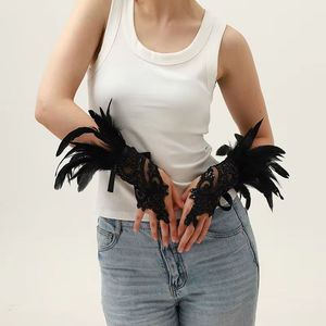 Bracelet en plumes de carnaval de haute qualité, mitaines gothiques Lolita, bracelet en dentelle pour cosplay - Product Image 6