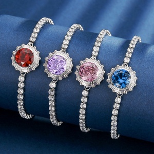 Wholesale High Quality Jewelry Eco-friendly <b>Copper</b> 10mm Multicolor Cubic Zirconia Latest Chain <b>Bracelet</b> for Trendy Daily Wear - Product Image 3
