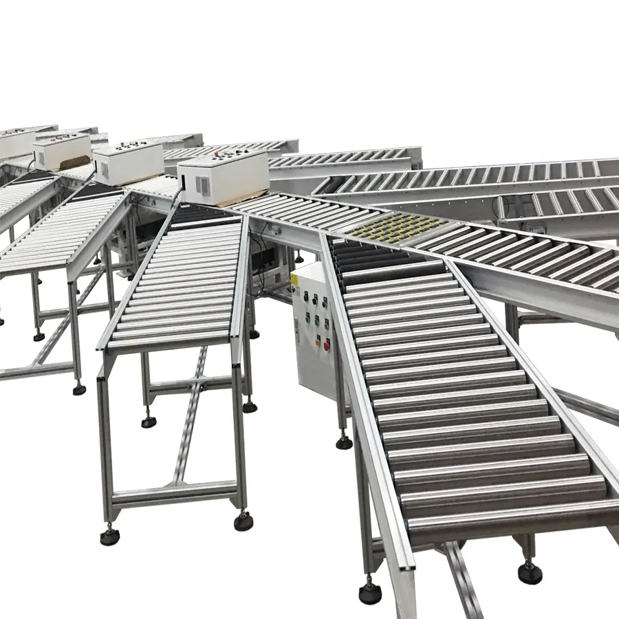 FlexConvey custom small manual roller conveyor system transfer machine for industry