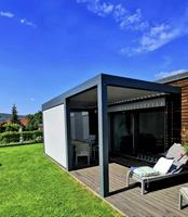 Pérgola de Aluminio para Villa, Impermeable, con Cierre, Resistente al Fuego, Techo para Terraza, Espacio Exterior, Iluminación LED, Diseño Ecológico, Personalizable
