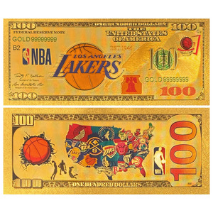 Ensemble de billets de banque en feuille d'or <span class=keywords><strong>NBA</strong></span> 30 équipes, style billet de 100 dollars, objet de collection pour les fans de basketball - Product Image 3