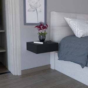 Milano Floating Nightstand Black Wall Mounted With <b>Drawer</b> Bedroom <b>Side</b> <b>Table</b> - Product Image 1