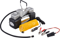 Portable Metal Vehicle Inflator Pump Dual Cylinder Tire Repair Tool Kit 12V Electric 180W 60L/Min Emergency Light LED Gauge CE