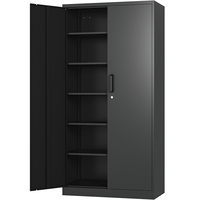 Armoire de rangement en acier moderne à 2 portes avec serrure, armoire de classement avec 4 niveaux réglables, placard métallique pour bureau