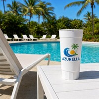 Gobelets réutilisables en plastique PP de 64 oz avec pailles et couvercles, compatibles lave-vaisselle, personnalisables avec logo, pour la plage, les fêtes à la piscine, les souvenirs et les boissons