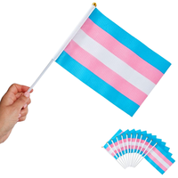 Drapeaux transgenres portables 14 cm x 21 cm, mini drapeaux en polyester sur bâtonnets pour décorations de fête LGBT, événements de fierté trans
