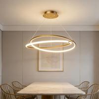 Lampe de plafond ronde réglable créative en métal, luminaires suspendus modernes en forme d'anneau pour îlot de cuisine et salon