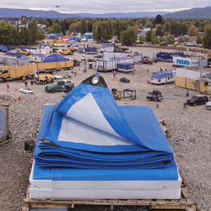 Bâche en PE renforcé enduite de LDPE, <span class=keywords><strong>tissu</strong></span> maillé uni, imperméable, coupe-vent, durable, poids moyen, pour situations d'urgence civiles - Product Image 2
