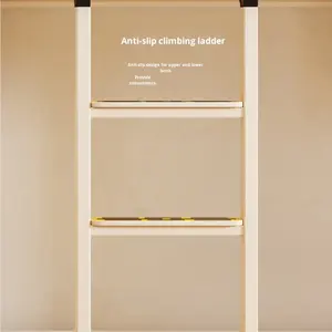 Двухъярусная кровать-чердак для взрослых с лестницей, металлический каркас, усиленная, размер Queen, 2025 год - Product Image 4