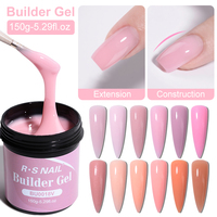 Gel de construction rose auto-nivelant épais 150g avec logo personnalisé en pot, sans TPO, gels professionnels puissants pour extension d'ongles en salon