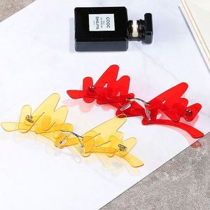 2020 Luxury Fashion Unique Doodle Glasses Red Wave <b>Sunglasses</b> <b>Rimless</b> Punk <b>Sunglasses</b> for Men Women - Product Image 4