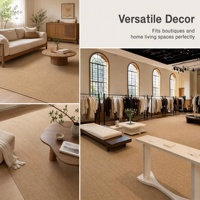 Tapis en sisal naturel beige pleine surface pour la décoration des sols de salles de thé de style chinois moderne, salles d'étude zen, clubs et salles de réception