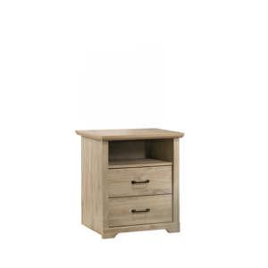 Elara 22 In <b>Light</b> Oak Finish 2 Drawer Nightstand Bedside Table With Usb Charging Ports - Product Image 2