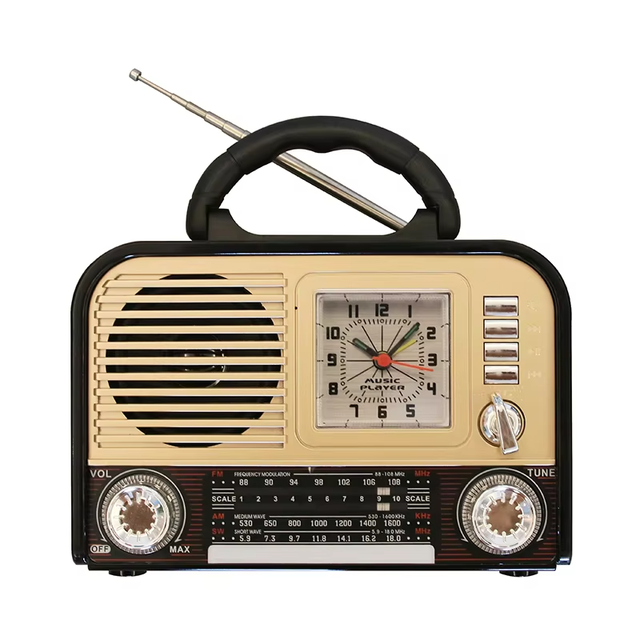 R-071BT Retro Radio Bluetooth Speaker With Clock FM AM SW Multiband Radio for Home Decor Camping Bedroom Desktop Ornament