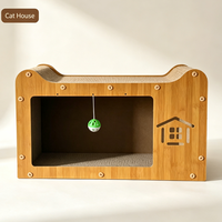 Mobilier pour chat d'intérieur : Maisonnette rectangulaire minimaliste en carton, espace de repos fermé et confortable
