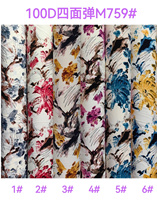 Tissu tissé en polyester extensible dans les quatre sens 100D Spandex imprimé pour vêtements de filles, matière de doublure en polyester