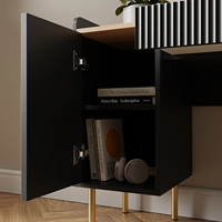 Escritorio de Computadora Moderno Convertible de MDF Negro con Cajones de Almacenamiento, Diseño Ecológico, Funciones que Ahorran Espacio, Patas de Metal para Oficina en Casa