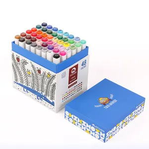 48PCS Marker Set Permanent Double-Ended Highly Pigmented Colors With Stable  Bag