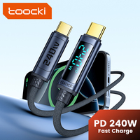 Cable USB C Trenzado de Carga Rápida Toocki de 240 W con Pantalla Digital, Cable de Carga Tipo C a Tipo C de Aleación de Aluminio para Teléfono y Portátil