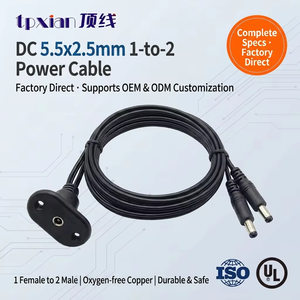 Кабель-адаптер OEM/ODM: промышленный панельный разъем DC 5.5*2.5 (гнездо) на 2x DC 5.5x2.5 (штекер) с индивидуальной формой для монтажа - Product Image 1