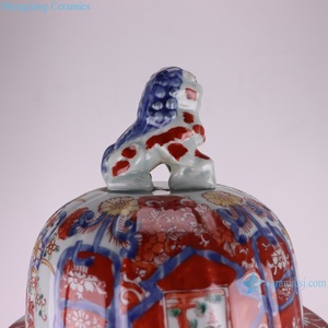 RZQF16 Jingdezhen Hand Painted Style <b>Red</b> and Blue Flower Bird Pattern Big Size Ceramic Ginger Jar RZQF16 Famille Rose Pi - Product Image 5