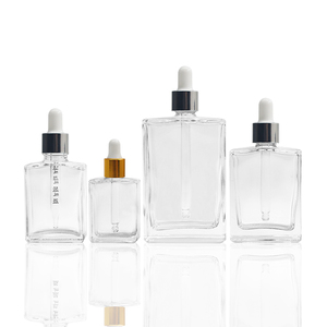 Hiện Đại Chai Nhỏ Giọt Thực Phẩm Cấp Sang Trọng Pha Lê Mỹ Phẩm Dầu Thủy Tinh Vuông Phẳng Trong Suốt 50 Ml Chai Nhỏ Giọt Với Nhỏ Giọt - Product Image 1