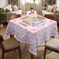 Nappe de mahjong 55" x 55" à motif floral, carrée, en polyester, pour fêtes et événements (rose bonbon)