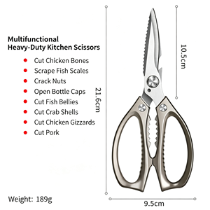 Ciseaux de cuisine multifonctionnels pour volailles, manche en alliage d'aluminium, lame en acier titane, résistants à la rouille, faciles à rincer - Product Image 6