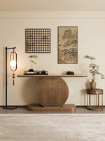 Nouvelle console en bois massif de style chinois avec plateau en marbre, rangement dissimulé mobile pour salon, meuble d'entrée au design créatif
