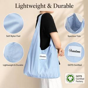 Sac Hobo en Nylon Doux et Moelleux, Léger, Décontracté, Sac à Bandoulière Résistant à l'Eau, Sac Nuage avec Patch Logo Personnalisé Freedom - Product Image 3