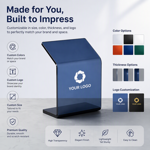 Rak <span class=keywords><strong>Display</strong></span> Akrilik Hitam Transparan Bentuk <span class=keywords><strong>C</strong></span> Modern untuk Meja dengan Dudukan Label Tulisan Tangan dan Tempat Tanda Kustom - Product Image 4