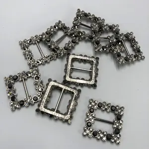 Vendite dirette della fabbrica quadrato strass fibbia della cintura di cristallo decorativo personalizzato fibbie regolabile borsa in metallo fibbia per le donne