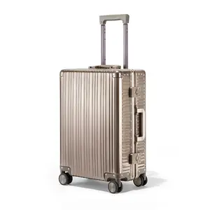 Maleta con carrito de aluminio, maletín de equipaje de diseño de lujo con precio al por mayor, gran oferta de fábrica