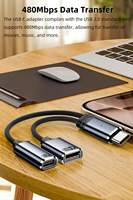 Adaptateur USB-C OTG 2-en-1 avec sortie DC, transfert de données 10 Gbit/s et charge rapide PD 100 W pour téléphones et ordinateurs portables