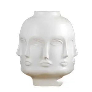 Jarrón de cerámica para cara, decoración personalizada, manualidades para sala de estar, color blanco Nórdico