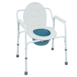 Chaise de toilette pliable portable en acier inoxydable avec seau pour usage domestique par les patients handicapés - Product Image 4