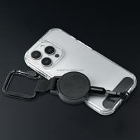Porte-clés rétractable personnalisé avec logo, mousqueton carré noir, étui de téléphone, joint d'étanchéité, cordon de cou, randonnée, suspension mobile, 60 cm