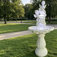 Décoration de jardin extérieure en résine, grande fontaine sculptée en résine de grès avec statues d'anges
