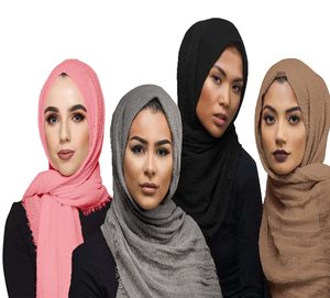 CCY Vente en gros Hijabs musulmans Écharpes ethniques plissées en coton froissé Longue écharpe froissée pour femmes Hijab Châle pour musulmans islamiques - Product Image 4