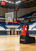 Équipement de basketball extérieur/intérieur, panier de basketball mobile personnalisé avec logo, norme FIBA, avec rembourrage de protection, horloge 24 secondes