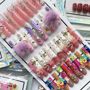 <span class=keywords><strong>Uñas</strong></span> Postizas Acrílicas Desmontables con Diseño <span class=keywords><strong>de</strong></span> Bailarina Pintadas a Mano, Venta al por Mayor, 10 Piezas, <span class=keywords><strong>Uñas</strong></span> Extra Largas Hechas a Mano - Product Image 5