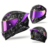 Casque de moto en fibre de carbone, casque intégral de sécurité pour scooter et cruiser, avec visière solaire, casque de conduite forgé