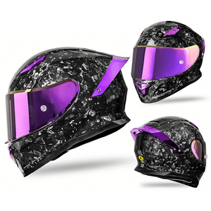 Casque de moto en fibre de carbone, casque intégral de sécurité pour scooter et cruiser, avec visière solaire, casque de conduite forgé - Product Image 5