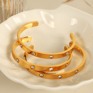 <b>Cuff</b> <b>Bracelet</b> Gold With Diamond Accents Bezel Setting Unisex Jewelry Gift - Product Image 1