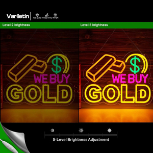 Neonawall WE BUY GOLD Enseigne néon <span class=keywords><strong>LED</strong></span> USB à intensité variable en forme de barre d'or pour Bar, Caverne de l'Homme, Salon, Chambre, Décoration murale, Cadeau de festival - Product Image 3