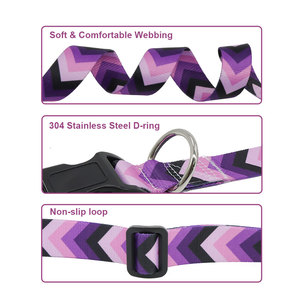 Purple <b>Pink</b> Chevron <b>Dog</b> Collar and Leash Set Adjustable Buckle Closure Fashion Polyester Material for <b>Dogs</b> - Product Image 5